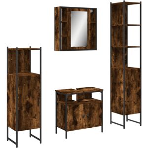 vidaXL Bathroom Cabinet Set 4 Piece Sink Cabinet Smoked Oak Engineered Wood vidaXL Bathroom Cabinet Set 4 Piece Sink Cabinet Smoked Oak Engineered Wood