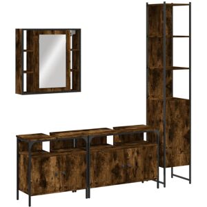 vidaXL Bathroom Cabinet Set 4 Piece Sink Cabinet Smoked Oak Engineered Wood vidaXL Bathroom Cabinet Set 4 Piece Sink Cabinet Smoked Oak Engineered Wood