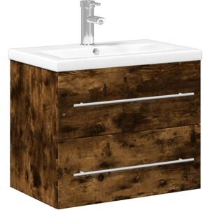 (smoked oak, 60 x 38.5 x 48 cm/with faucet) vidaXL Sink Cabinet with Built-in Ba (smoked oak, 60 x 38.5 x 48 cm/with faucet) vidaXL Sink Cabinet with Built-in Ba