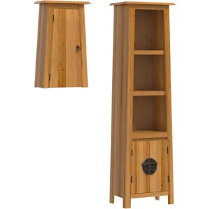 vidaXL Bathroom Furniture Set 2 Piece Storage Sink Cabinet Solid Wood Pine vidaXL Bathroom Furniture Set 2 Piece Storage Sink Cabinet Solid Wood Pine