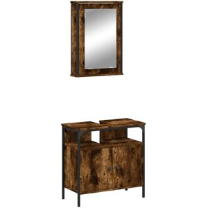 vidaXL Bathroom Furniture Set - 2 Piece Brown Oak vidaXL Bathroom Furniture Set - 2 Piece Brown Oak