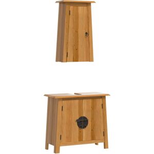 vidaXL Bathroom Furniture Set 2 Piece Storage Sink Cabinet Solid Wood Pine vidaXL Bathroom Furniture Set 2 Piece Storage Sink Cabinet Solid Wood Pine