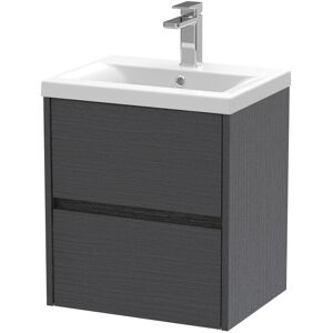 Balterley Square Wall Hung 2 Drawer Vanity Unit & Ceramic Basin, 500mm - Woodgrain Graphit Balterley Square Wall Hung 2 Drawer Vanity Unit & Ceramic Basin, 500mm - Woodgrain Graphit