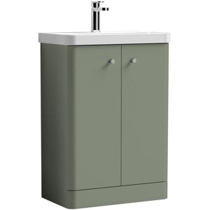 Balterley Floor Standing 2 Door Vanity Unit with Ceramic Basin - 600mm - Satin Green Balterley Floor Standing 2 Door Vanity Unit with Ceramic Basin - 600mm - Satin Green