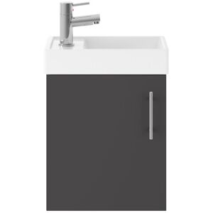 Balterley Cloakroom Wall Hung 1 Door Vanity Unit with Basin, 400mm - Gloss Grey Balterley Cloakroom Wall Hung 1 Door Vanity Unit with Basin, 400mm - Gloss Grey