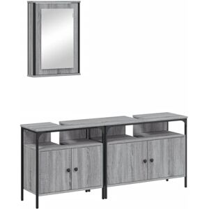 (grey sonoma) vidaXL Bathroom Furniture Set 3 Piece Storage Sink Cabinet Enginee (grey sonoma) vidaXL Bathroom Furniture Set 3 Piece Storage Sink Cabinet Enginee