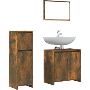 (smoked oak) vidaXL Bathroom Furniture Set 3 Piece Engineered Wood Organiser Mul (smoked oak) vidaXL Bathroom Furniture Set 3 Piece Engineered Wood Organiser Mul