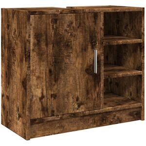 vidaXL Sink Cabinet Vanity Unit Storage Cupboard Smoked Oak Engineered Wood vidaXL Sink Cabinet Vanity Unit Storage Cupboard Smoked Oak Engineered Wood