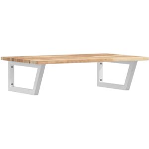 vidaXL Wall-Mounted Steel and Acacia Washbasin Shelf - 80x50cm vidaXL Wall-Mounted Steel and Acacia Washbasin Shelf - 80x50cm