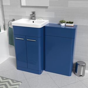 Nes Home Matt Blue 1000mm Freestanding Cabinet Ceramic Basin & WC Unit Nes Home Matt Blue 1000mm Freestanding Cabinet Ceramic Basin & WC Unit