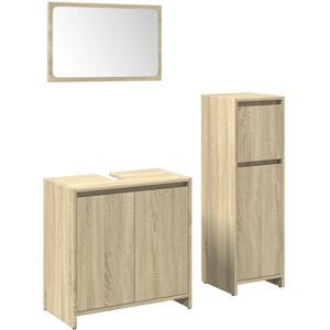 vidaXL Bathroom Furniture Set 3 Piece Sink Cabinet Sonoma Oak Engineered Wood vidaXL Bathroom Furniture Set 3 Piece Sink Cabinet Sonoma Oak Engineered Wood
