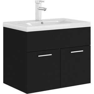 vidaXL Sink Cabinet with Built-in Basin Black Engineered Wood Bathroom Rack vidaXL Sink Cabinet with Built-in Basin Black Engineered Wood Bathroom Rack