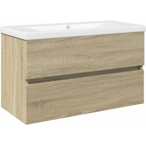 vidaXL Bathroom Furniture Set 2 Piece Sink Cabinet Ceramic and Engineered Wood vidaXL Bathroom Furniture Set 2 Piece Sink Cabinet Ceramic and Engineered Wood