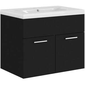 vidaXL Sink Cabinet with Built-in Basin Black Engineered Wood Bathroom Cabinet vidaXL Sink Cabinet with Built-in Basin Black Engineered Wood Bathroom Cabinet