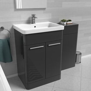 Nes Home Anthracite 1100mm Freestanding Cabinet Ceramic Basin & WC Unit Nes Home Anthracite 1100mm Freestanding Cabinet Ceramic Basin & WC Unit