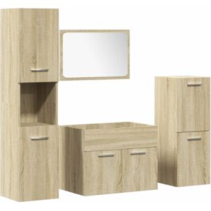 vidaXL Sonoma Oak Bathroom Furniture Set - 4 Piece vidaXL Sonoma Oak Bathroom Furniture Set - 4 Piece