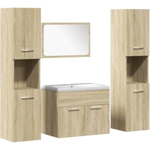 (sonoma oak, 60 x 38.5 x 46 cm) vidaXL Bathroom Furniture Set Chipboard Wall Mir (sonoma oak, 60 x 38.5 x 46 cm) vidaXL Bathroom Furniture Set Chipboard Wall Mir