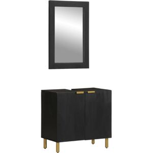 vidaXL Bathroom Furniture Set 2 Piece Cupboard Cabinet Black Engineered Wood vidaXL Bathroom Furniture Set 2 Piece Cupboard Cabinet Black Engineered Wood