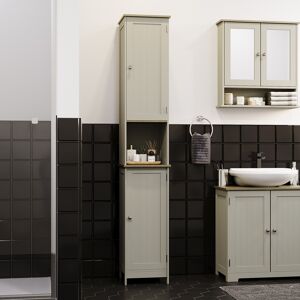 Bath Vida (Grey & Oak) Priano 2 Door Tall Cabinet Bathroom Storage Unit Bath Vida (Grey & Oak) Priano 2 Door Tall Cabinet Bathroom Storage Unit