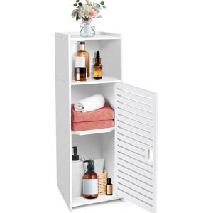 YouseaHome White 3-Tier Free-Standing Bathroom Floor Cabinet with One Door - Slim Waterproo YouseaHome White 3-Tier Free-Standing Bathroom Floor Cabinet with One Door - Slim Waterproo