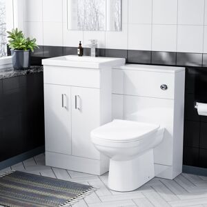 Nes Home 500mm Vanity Basin Unit & WC Unit and BTW Toilet Soft Close Nes Home 500mm Vanity Basin Unit & WC Unit and BTW Toilet Soft Close