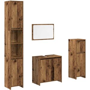(old wood) vidaXL Bathroom Furniture Set 4 Piece Engineered Wood Organiser Multi (old wood) vidaXL Bathroom Furniture Set 4 Piece Engineered Wood Organiser Multi