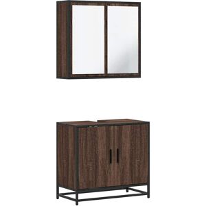 (brown oak) vidaXL 2 Piece Bathroom Furniture Set Grey Sonoma Engineered Wood (brown oak) vidaXL 2 Piece Bathroom Furniture Set Grey Sonoma Engineered Wood