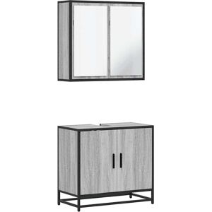 (grey sonoma) vidaXL 2 Piece Bathroom Furniture Set Grey Sonoma Engineered Wood (grey sonoma) vidaXL 2 Piece Bathroom Furniture Set Grey Sonoma Engineered Wood