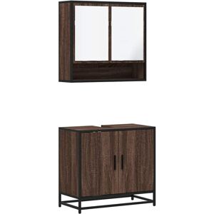 (brown oak) vidaXL 2 Piece Bathroom Furniture Set Brown Oak Engineered Wood (brown oak) vidaXL 2 Piece Bathroom Furniture Set Brown Oak Engineered Wood