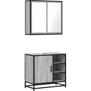 (grey sonoma) vidaXL 2 Piece Bathroom Furniture Set Sonoma Oak Engineered Wood (grey sonoma) vidaXL 2 Piece Bathroom Furniture Set Sonoma Oak Engineered Wood