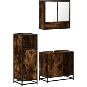 (smoked oak) vidaXL 3 Piece Bathroom Furniture Set Brown Oak Engineered Wood (smoked oak) vidaXL 3 Piece Bathroom Furniture Set Brown Oak Engineered Wood