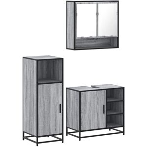(grey sonoma) vidaXL 3 Piece Bathroom Furniture Set Brown Oak Engineered Wood (grey sonoma) vidaXL 3 Piece Bathroom Furniture Set Brown Oak Engineered Wood