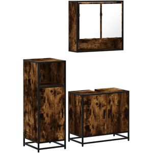 (smoked oak) vidaXL 3 Piece Bathroom Furniture Set Grey Sonoma Engineered Wood (smoked oak) vidaXL 3 Piece Bathroom Furniture Set Grey Sonoma Engineered Wood
