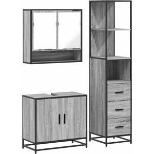(grey sonoma) vidaXL 3 Piece Bathroom Furniture Set Sonoma Oak Engineered Wood (grey sonoma) vidaXL 3 Piece Bathroom Furniture Set Sonoma Oak Engineered Wood
