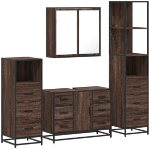(brown oak) vidaXL 4 Piece Bathroom Furniture Set Black Engineered Wood bathro (brown oak) vidaXL 4 Piece Bathroom Furniture Set Black Engineered Wood bathro
