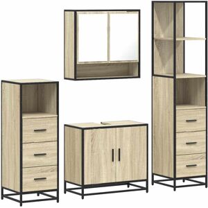 (sonoma oak) vidaXL 4 Piece Bathroom Furniture Set Grey Sonoma Engineered Wood (sonoma oak) vidaXL 4 Piece Bathroom Furniture Set Grey Sonoma Engineered Wood