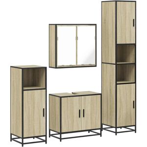 (sonoma oak) vidaXL 4 Piece Bathroom Furniture Set Brown Oak Engineered Wood (sonoma oak) vidaXL 4 Piece Bathroom Furniture Set Brown Oak Engineered Wood