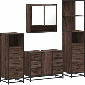 (brown oak) vidaXL 4 Piece Bathroom Furniture Set Black Engineered Wood bathro (brown oak) vidaXL 4 Piece Bathroom Furniture Set Black Engineered Wood bathro