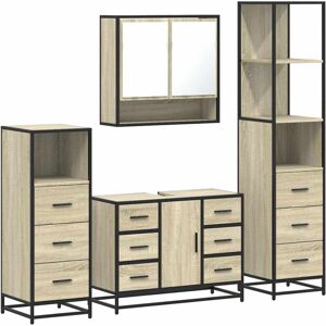 (sonoma oak) vidaXL 4 Piece Bathroom Furniture Set Black Engineered Wood bathr (sonoma oak) vidaXL 4 Piece Bathroom Furniture Set Black Engineered Wood bathr