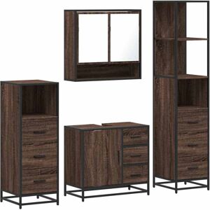 (brown oak) vidaXL 4 Piece Bathroom Furniture Set Sonoma Oak Engineered Wood (brown oak) vidaXL 4 Piece Bathroom Furniture Set Sonoma Oak Engineered Wood