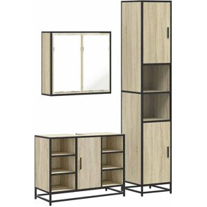 (sonoma oak) vidaXL 3 Piece Bathroom Furniture Set Grey Sonoma Engineered Wood (sonoma oak) vidaXL 3 Piece Bathroom Furniture Set Grey Sonoma Engineered Wood