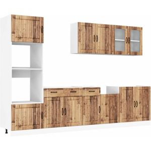 (old wood) vidaXL 7 Piece Kitchen Cabinet Set Kalmar Black Engineered Wood (old wood) vidaXL 7 Piece Kitchen Cabinet Set Kalmar Black Engineered Wood