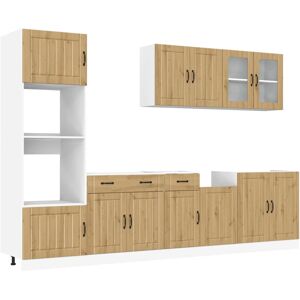 (artisan oak) vidaXL 7 Piece Kitchen Cabinet Set Kalmar Black Engineered Wood (artisan oak) vidaXL 7 Piece Kitchen Cabinet Set Kalmar Black Engineered Wood