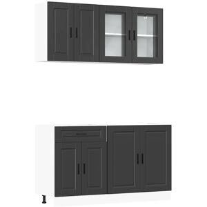 (black) vidaXL Kitchen Cabinet Set 4 Piece Cupboard Storage Cabinet Engineered W (black) vidaXL Kitchen Cabinet Set 4 Piece Cupboard Storage Cabinet Engineered W