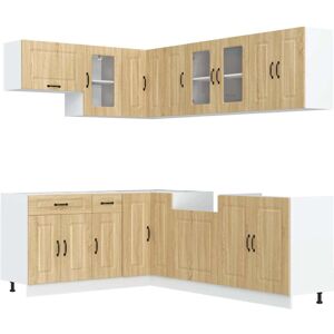 (sonoma oak) vidaXL 11 Piece Kitchen Cabinet Set Kalmar Smoked Oak Engineered Wo (sonoma oak) vidaXL 11 Piece Kitchen Cabinet Set Kalmar Smoked Oak Engineered Wo