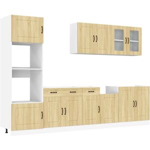 (sonoma oak) vidaXL 7 Piece Kitchen Cabinet Set Kalmar Grey Sonoma Engineered Wo (sonoma oak) vidaXL 7 Piece Kitchen Cabinet Set Kalmar Grey Sonoma Engineered Wo