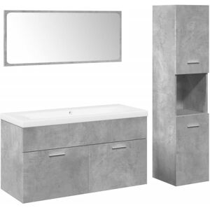 vidaXL Bathroom Furniture Set 4 Piece Cabinet Concrete Grey Engineered Wood vidaXL Bathroom Furniture Set 4 Piece Cabinet Concrete Grey Engineered Wood
