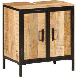 vidaXL Bathroom Sink Cabinet Storage Vanity Unit Solid Wood Mango and Iron vidaXL Bathroom Sink Cabinet Storage Vanity Unit Solid Wood Mango and Iron