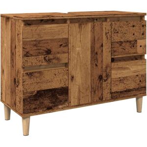 vidaXL Sink Cabinet Old Wood 80x33x60 cm Engineered Wood bathroom sink cabinet vidaXL Sink Cabinet Old Wood 80x33x60 cm Engineered Wood bathroom sink cabinet