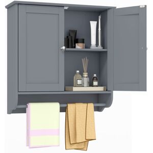 Costway Wall Mounted Bathroom Cabinet Hanging Medicine Cabinet-Grey Costway Wall Mounted Bathroom Cabinet Hanging Medicine Cabinet-Grey